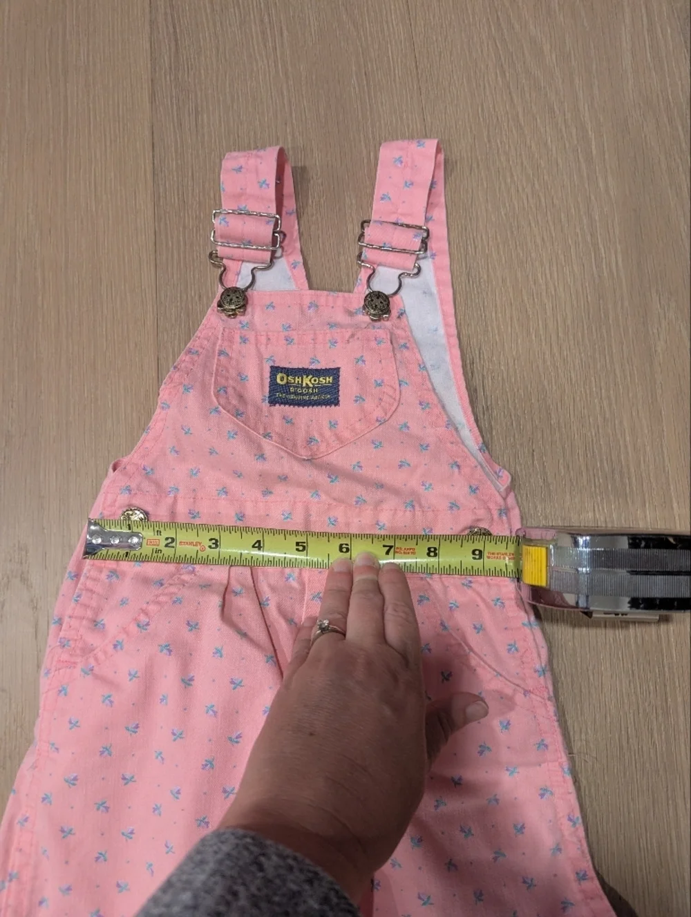 OshKosh B'gosh Pink Printed Kids Overalls Vintage Made In USA